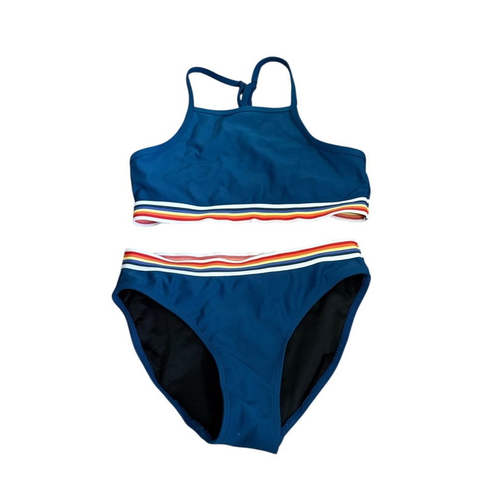 Zella Kids Bikini in Blue with Rainbow Stripes